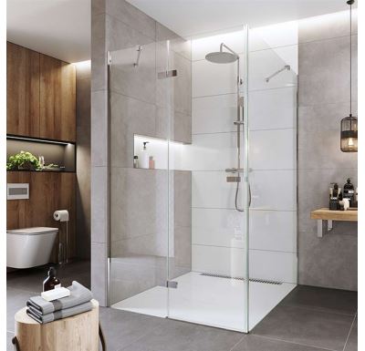 Sprchový kout, Novea, čtverec, 120x120 cm, chrom ALU, sklo Čiré, dveře levé a pevný díl