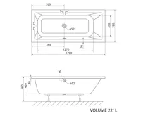 AQUALINE NISA obdélníková vana 170x75x42cm, bílá (4)