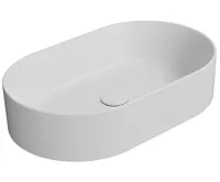 GSI KUBE X keramické umyvadlo na desku, 60x37cm, oválné, bílá mat GSI KUBE X keramické umyvadlo na desku, 60x37cm, oválné, bílá mat
