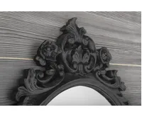 SAPHO DESNA oválné zrcadlo ve vyřezávaném rámu, 80x100cm, černá (3)