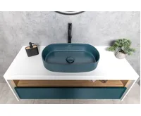 ISVEA INFINITY OVAL keramické umyvadlo na desku, 55x36cm, zelená petrol (6)