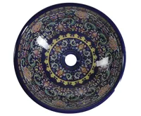 SAPHO PRIORI keramické umyvadlo na desku, Ø 41 cm, fialová s ornamenty (3)