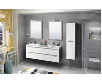 SAPHO LUCIOLA dvojumyvadlo, litý mramor, 150x48cm, bílá (6)