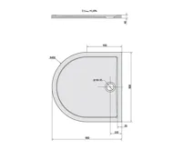 POLYSAN ISA 90 sprchová vanička z litého mramoru, půlkruh 90x90cm, bílá (5)