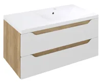 SAPHO WAVE umyvadlová skříňka 89,7x45x47,8cm, pravá, bílá/dub alabama