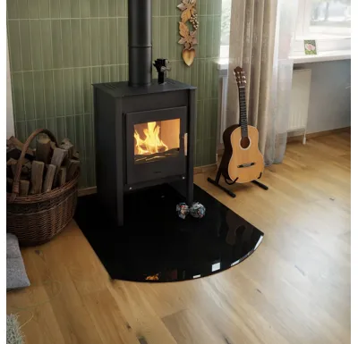 Sklo pod kamna - FLAMINGO Oblouk 1000x1200 mm, černé, fazeta / R725 / 6 mm