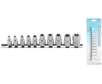BGS Nástrčné hlavice E-profil, 6,3 mm (1/4&quot;) / 10 mm (3/8&quot;), E4 - E16, 10dílná sada na kole