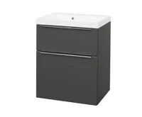 Mailo, koupelnová skříňka, umyvadlo z litého mramoru, antracit, 2 zásuvky, 610x700x480 mm Mailo, koupelnová skříňka, umyvadlo z litého mramoru, antracit, 2 zásuvky, 610x700x480 mm