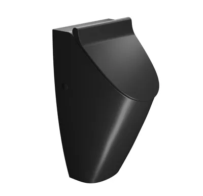 GSI COMMUNITY urinál se zakrytým přívodem vody s otvory pro víko, Rimless, 31x65cm, černá mat