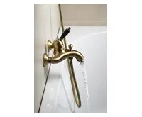 SAPHO KIRKÉ BLACK nástěnná vanová baterie, černá páčka, bronz (1)