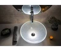 SAPHO PUKETA skleněné gravírované umyvadlo na desku Ø 42cm, čirá (5)