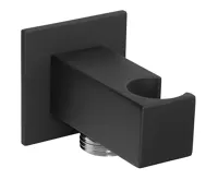 SAPHO Držák sprchy hranatý, pevný, s vyústěním, černá mat