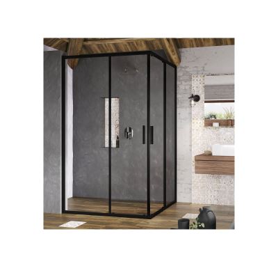 RAVAK Sprchové dveře BLSRV2K-90 černá+Transparent