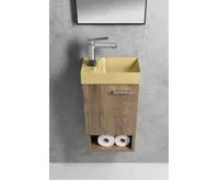 SAPHO PICCOLINO betonové umývátko 30,8x17cm, baterie vlevo, žlutá mat (5)