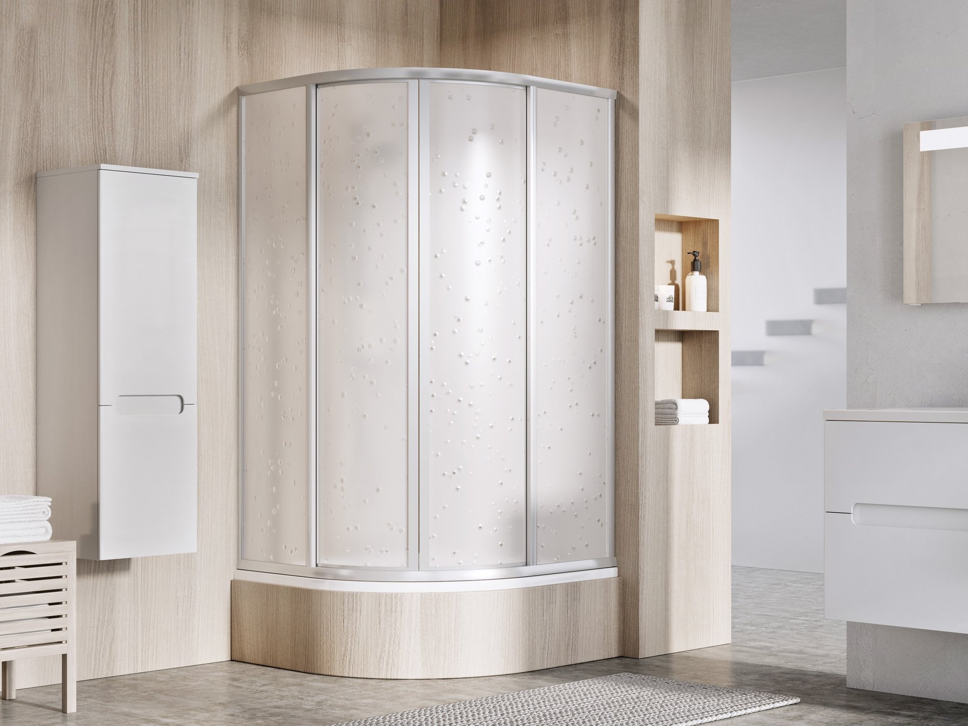 Ravak sprchový kout čtvrtkruh skcp4-90 sabina satin+pearl