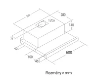 CATA Odsavač par TF 2003 Černé sklo Výsuvná 600mm (1)