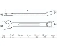 BGS Klíč očkoplochý 12 mm, 15° vyhnutý, DIN 3113A ,chrom vanadium (1)