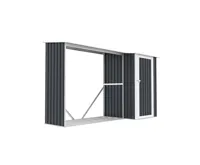 Přístřešek na dřevo s kůlnou plechový PLUTOS A 3,07 m2 antracit IWH-10230032 Přístřešek na dřevo s kůlnou plechový PLUTOS A 3,07 m2 antracit IWH-10230032