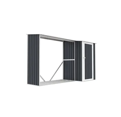 Přístřešek na dřevo s kůlnou plechový PLUTOS A 3,07 m2 antracit IWH-10230032 - výprodej