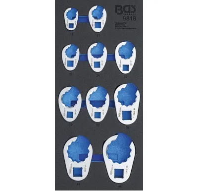 BGS Vložka do dílenského vozíku 1/3: sada plochých otevřených klíčů, 10 mm (3/8") / 12,5 mm (