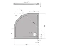POLYSAN SERA sprchová vanička z litého mramoru, čtvrtkruh 100x100cm, R550, bílá (6)