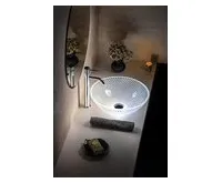 SAPHO PUKETA skleněné gravírované umyvadlo na desku Ø 42cm, čirá (1)