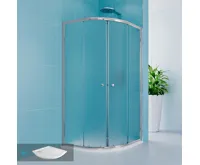 Sprchový set z Kory Lite, čtvrtkruh, 90 cm, chrom ALU, sklo Grape a nízké SMC vaničky (5)