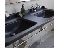 KERASAN WALDORF keramické dvojumyvadlo 150x55cm, černá mat (4)