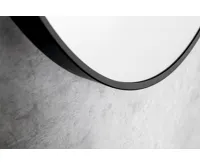 AQUALINE STAGO kulaté zrcadlo ø 60cm, kožený pásek, černá mat (8)