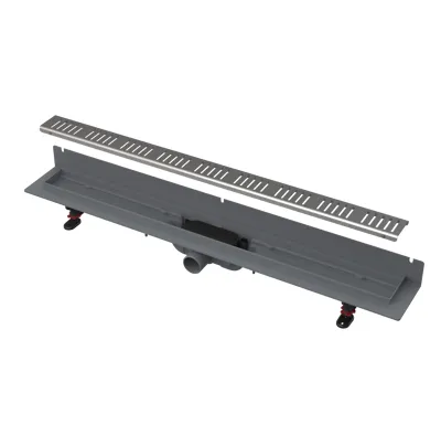 ALCAPLAST Sprchový liniový žlab plastový, s okrajem a pevným límcem ke stěně, pro perforovaný rošt, délka 650 mm APZ30-650M