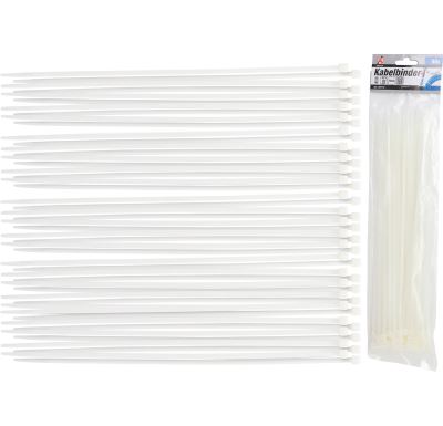 BGS Pásky vázací souprava, bílé, 4,8 x 300 mm, 50dílná