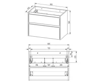 Opto, koupelnová skříňka, umyvadlo litý mramor, dub, 2 zásuvky, 810x580x458 mm (1)