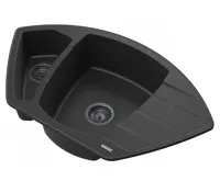 GRANISIL ZAMORA 910.10R Rohový granitový dřez s odkapem, černý granit (2)