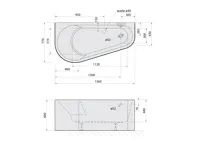 POLYSAN PROJEKTA DL MONOLITH nástěnná stojící vana 156x77x60cm, bílá/černá (5)