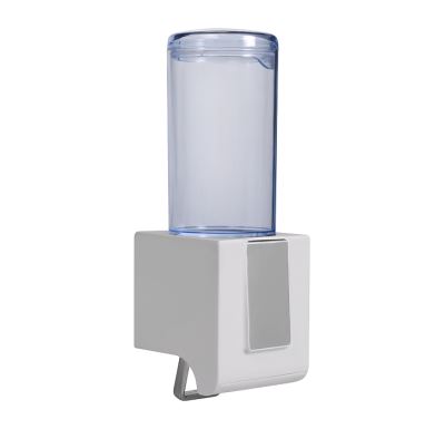 SANELA Dávkovač tekutého mýdla a gelové desinfekce s dávkovacím ventilem, objem 0,5 l, materiál bílý a transparentní plast ABS