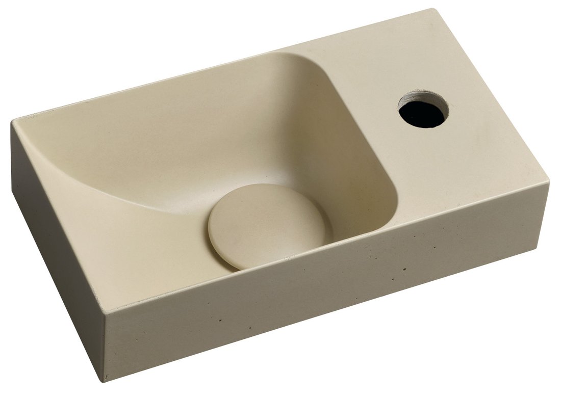 Sapho piccolino betonové umývátko 30,8x17cm, baterie vpravo, žlutá