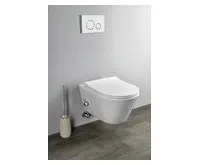 Závěsné WC AVVA CLEANWASH , integr. baterie a bidet. sprška s podomítkovou nádržkou a tlačítkem Schwab, bílá (1)