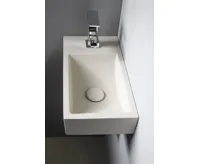 SAPHO CREST L betonové umývátko, nástěnné, včetně výpusti, 40x22cm, bílý pískovec (7)