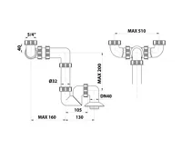 BRUCKNER Umyvadlový sifon pro dvojumyvadlo, 5/4", DN40, bílá (2)