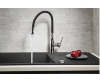 SAPHO SILI stojánková dřezová baterie, flexibilní ramínko, černá/chrom (5)