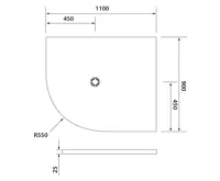 POLYSAN FLEXIA vanička z litého mramoru čtvrtkruh, s možností úpravy rozměru, 110x90cm, R550, pravá (2)