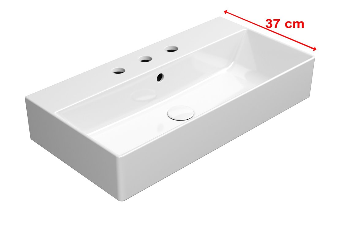 Gsi kube x keramické umyvadlo 70x37cm, broušená spodní hrana, 3 otvory, bílá extraglaze