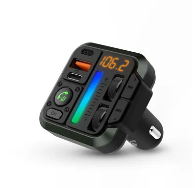 FM transmitter do auta | Pevný | Hands free volání | 1 " | Jantarová obrazovka | Bluetooth® | PD 18 W / PD 24 W | Rychlé nabíjení | Posílení basů | Google Assistant / Siri | Černá