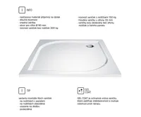 Čtvercová sprchová vanička, 90x90x3 cm, bez nožiček, litý mramor (2)