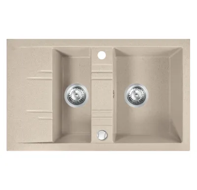 NOVASERVIS Granitový dřez s vaničkou a odkapem,s přepadem z dřezu,písek - DRGM3/48/79SA