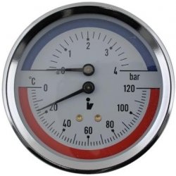 Termomanometr 81mm 0-6 bar,0-120°c, zadní vývod 1/2"
