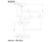Dřezová nástěnná baterie, Kasia, 100 mm, s ramínkem trubkovým ø 18 mm - 200 mm, chrom (1)
