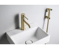 SAPHO RHAPSODY stojánková umyvadlová baterie s bidetovou sprchou, zlato mat (3)