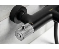 SAPHO SOLARIS nástěnná vanová termostatická baterie, černá mat/chrom (5)