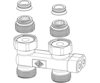 Heimeier Křížový kus, připojovací šroubení pro tělesa VK, přímé, připojení R1/2" a G3/4" Heimeier Křížový kus, připojovací šroubení pro tělesa VK, přímé, připojení R1/2" a G3/4"